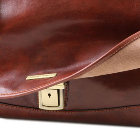 Mantova - Leather multi compartment TL SMART briefcase with flap